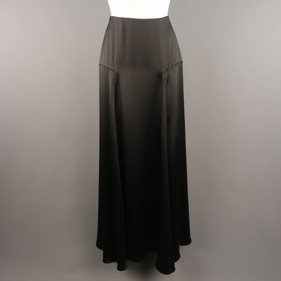 RALPH LAUREN COLLECTION Size 2 Black Silk A Line Maxi Skirt - Picture 1 of 1